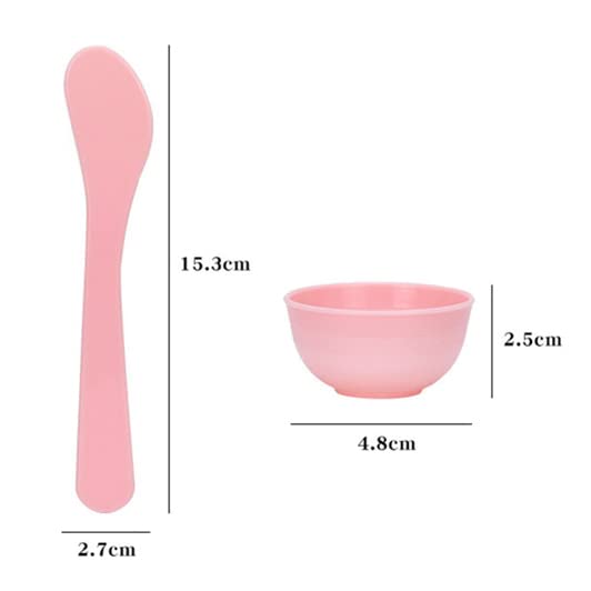 lasenersm 3 Pieces Mini Plastic Facial Mask Mixing Bowl with Stirring Spatula Facemask Bowl Mud Mask Mixing Bowl DIY Skin Care Mixing Tool Kit for Lady Women Home Beauty Salon Use, Pink image 4