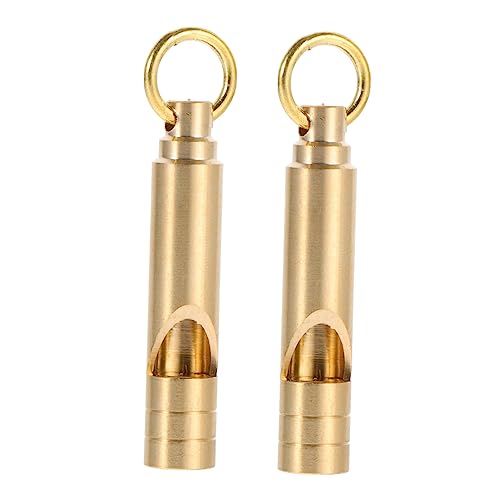 POPETPOP 2pcs Vintage Brass Whistle Lanyard Emergency Safety Whistle for Lifeguard Hiking Outdoor Activities