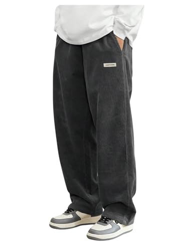 SOLY HUX Men's Corduroy Pants Casual Drawstring Elastic Waist