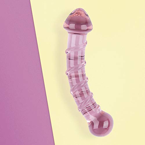 EIS Gebogener Glasdildo | Dildo mit Spiralstruktur | Gebogene Form, individuelle Stimulation | Sexspielzeug | 16 cm