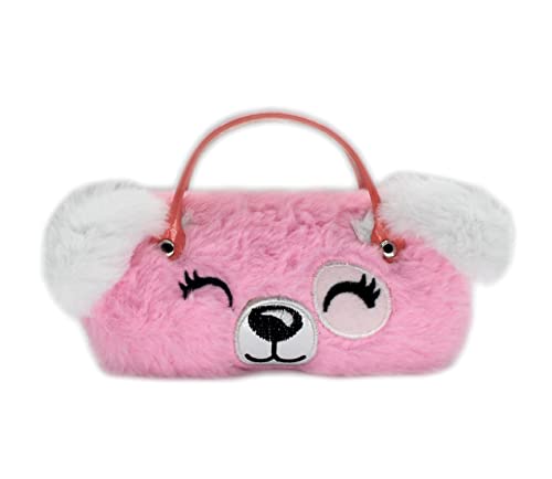 Kids Girls Boys Eyeglass Case Glasses Pouch unicorn Dazzling Sparkle Glitter Hard Shell with Handle, Pink Puppy, One size