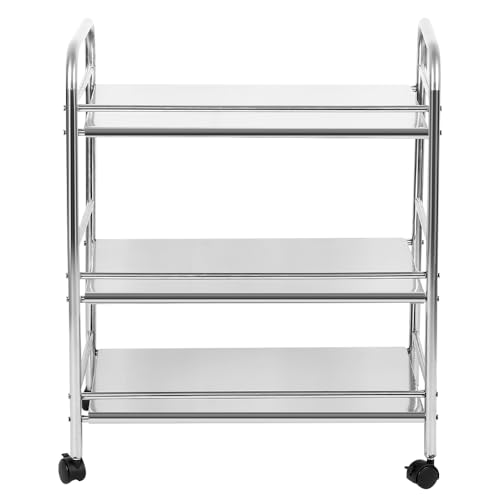 HUOLE Carro de Almacenamiento de Cocina de 3 Niveles,Carro de Acero Inoxidable de 3 Pisos, Carro de Isla de Cocina, Carro de Almacenamiento- 61 * 36 * 75 cm-Plata