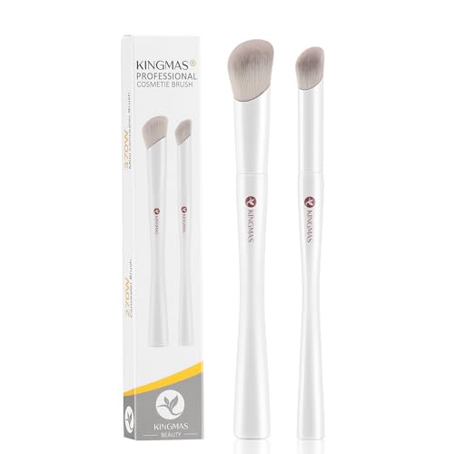 KINGMAS Kabuki - Pincel corrector en ángulo, brocha de maquillaje para debajo de los ojos, brocha pequeña de precisión para líquido, crema, rubor y pulido (270 W/370 W)