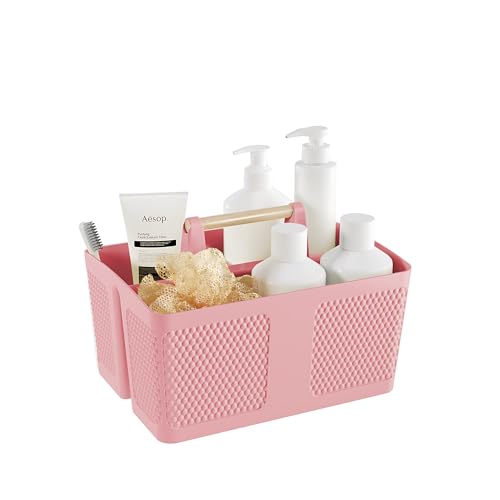 Xuhdukc Shower Caddy Portable and Cleaning Caddy Organizer for Bathroom Kitchen Toiletries Storage Caddy organizer with handle Rust-Resistant Durable Material (Pink 9.36 L7.73 W7.24 H)