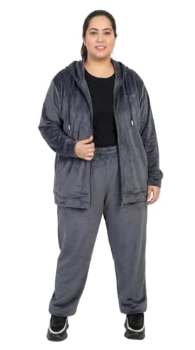 Image of CUPID Regular Fit Velvet Track Suit for Woman, Winter Wear Velvet Night Suit Set with Pockets for Sports, Night, Jogging, Daily Gym Wear L to 5XL