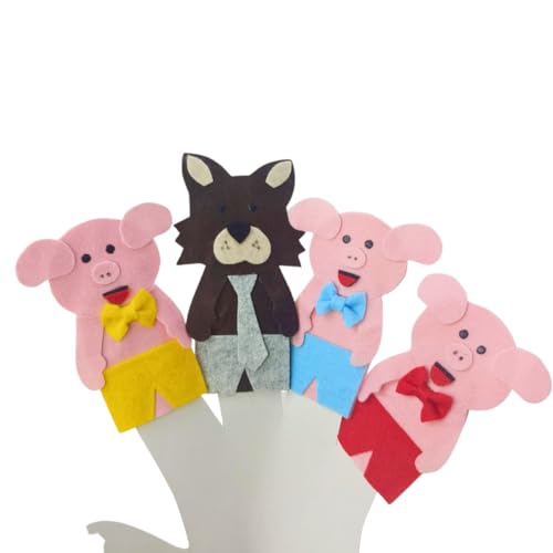 Dedoches Três Porquinhos em Feltro 4 peças