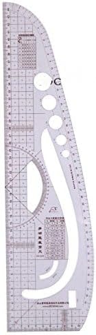 Miniatura 2 de HONEYSEW Herramientas de costura regla curva transparente, plástico suave, forma de coma, curva francesa, escala de clasificación multifuncional, 5