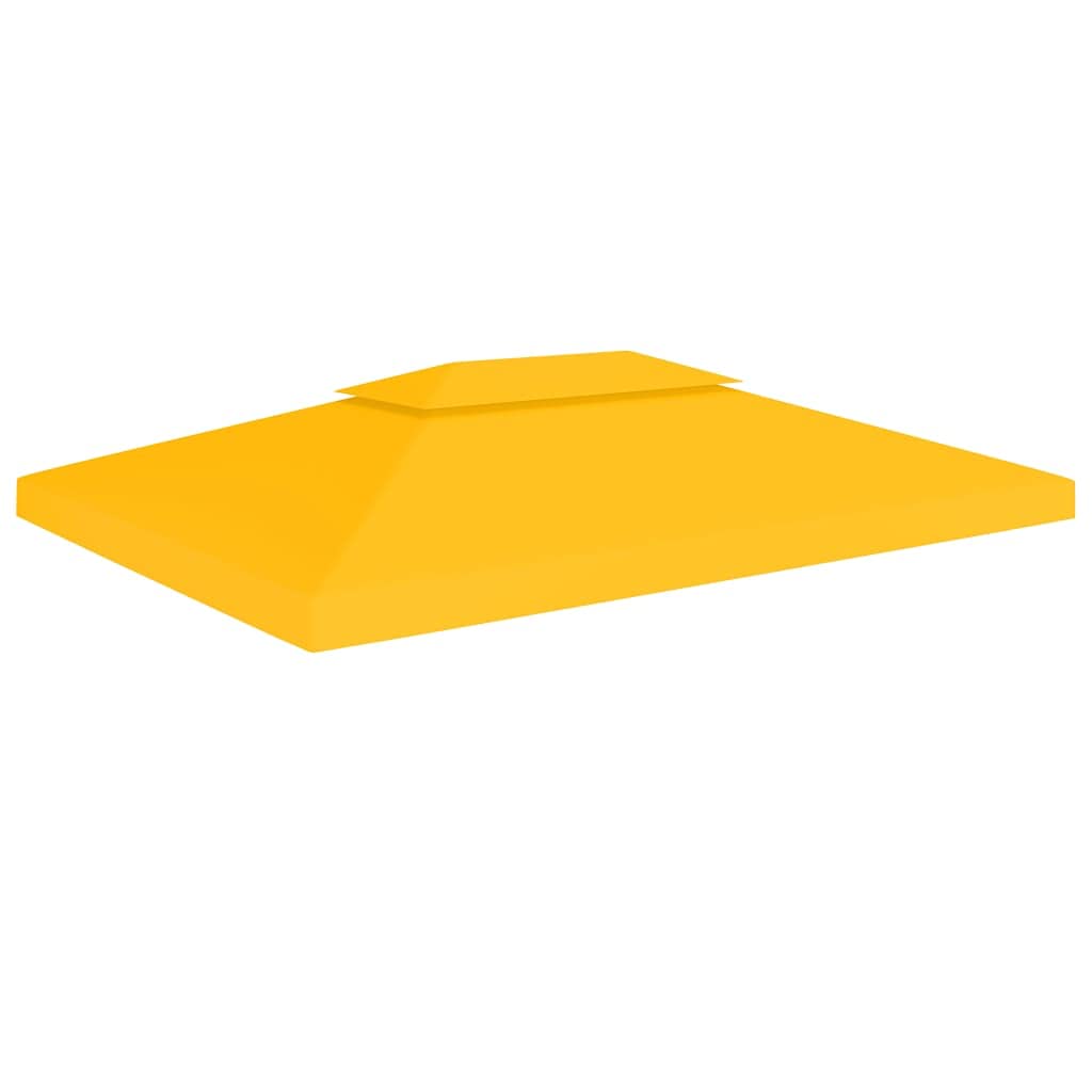 vidaXL 2-Tier Gazebo Top Cover Lawn Garden Outdoor Living Accessory Replacement Canopy Gazebo Roof Sunshade Sun Shelter 310 g/m² 4x3 m Yellow