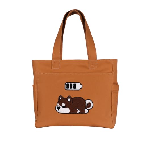 Image of TSANTA U Shaped Canvas Tote Bag, 35.56x33.02 cm with 10.8 cm Gusset, Cotton, Zipper Closure, Laptop Compartment