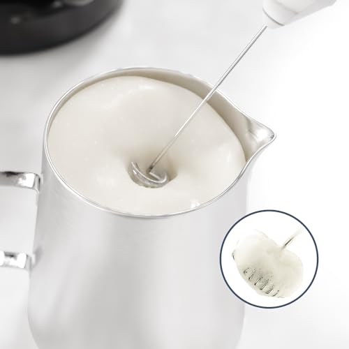 Image of Powerful Milk Frother Handheld Foam Maker, Mini Whisk Drink Mixer for Coffee, Cappuccino, Latte, Matcha, Hot Chocolate, No Stand, Marble