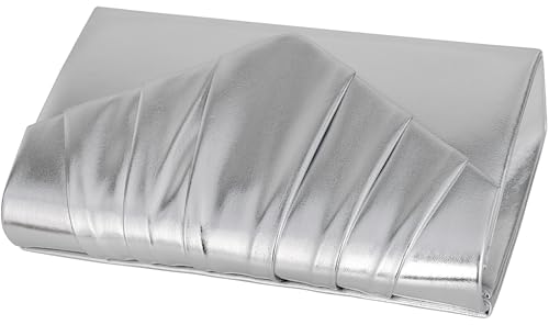 Women Evening Bag Metallic PU Clutch Handbag Pleated Flap Envelope Handbag for Formal Prom Cocktail Party - Image 7