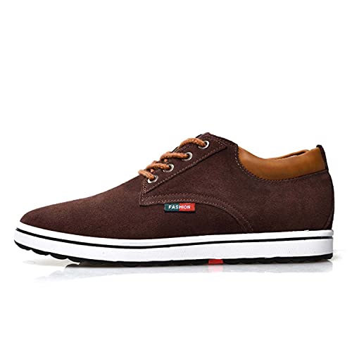 Men's Lace Up Oxford Shoes Low Top Flannelette Cowhide Leather Dress Shoes Casual Sneakers Invisible Height Increasing Elevator Shoes- 2.36 Inches Taller2