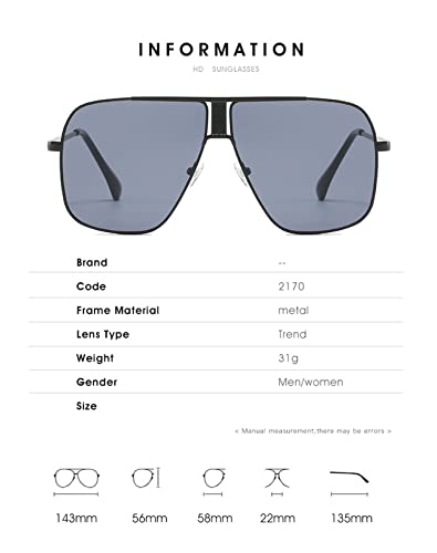 ZENYS Square Frame Large Frame Driving Metal Sunglasses for Men (Color : C, Size : 1)3