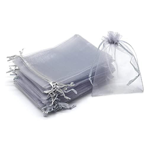 Image of Dealglad 50pcs Drawstring Organza Jewelry Candy Pouch Christmas Wedding Party Favor Gift Bags (4x6, Gray)