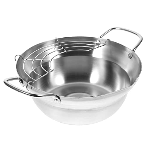DINHEAROM 1pezzi Friggitrice Mini Non-stick Inossidabile Perfetta Per Tempura e Altri Fritture Compatibile Con Tutti Tipi Di Fornelli