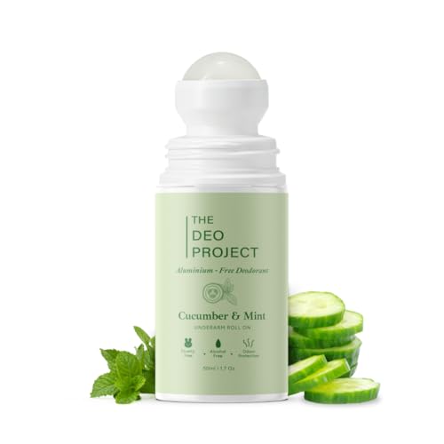 Image of The Deo Project Cucumber & Mint Natural Underarm Roll On | With 5% Vitamin C, 2% Lactic Acid, 2% Mandelic Acid | Prevents Odour, Reduces Pigmentation | For Radiant Underarms | Long Lasting | Alcohol & Aluminium-Free | Suitable for Sensitive Skin | Unisex - 50ML