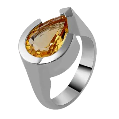 Bague en argent 925 massif anti-ternissement avec zircone poire champagne éclatante
