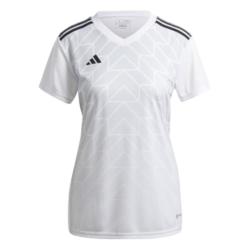 adidas Womens T Icon 23 V Neck Short Sleeve Jersey Soccer Cleats Moisture Wicking - White - Size L