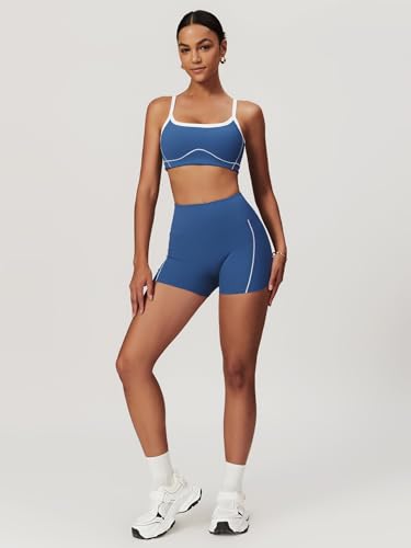 Yoga sets for women 2 piece Fashion contrasting lines Sports Bra and Tummy Control Butt-lifting Shorts2