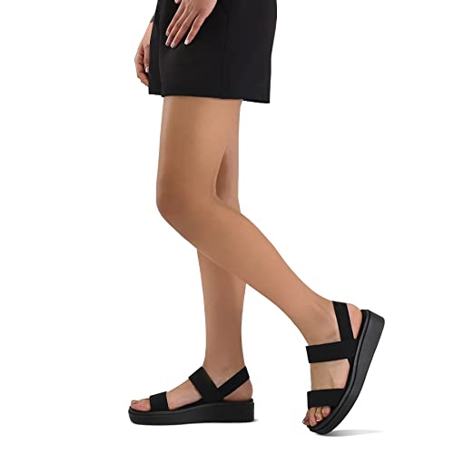 mysoft Women's Platform Wedges Sandals Slingback Lightweight Elastic Ankle Strap Low Wedges Walking Sandals Comfortable Slip On Casual Shoes2