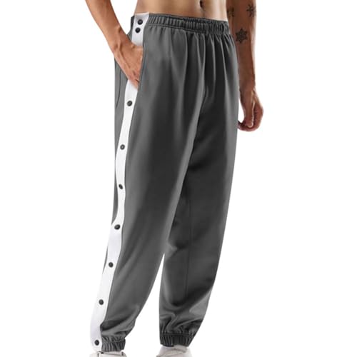 Tear Away Pants for Men Post Surgery Lightweight Basketball Pants High Split Snap Button Workout Sweatpants Active3