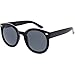 Round Retro Oversized Sunglasses for Women with Colored Mirror and Neutral Lens 53mm (Black/Smoke Polarized)