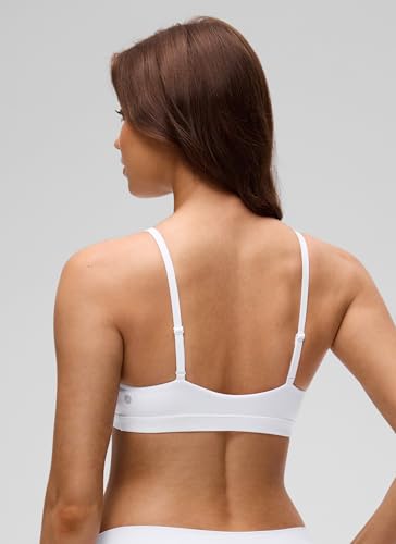 Image of CRZ YOGA Softhold Double Lined Triangle Bralette - Womens Adjustable Straps Wireless Cami Plunge T-Shirt Everyday Bra Comfy