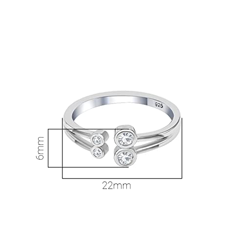 Women's 925 Sterling Silver Cubic Zirconia Toe Rings, Valentine's Gift