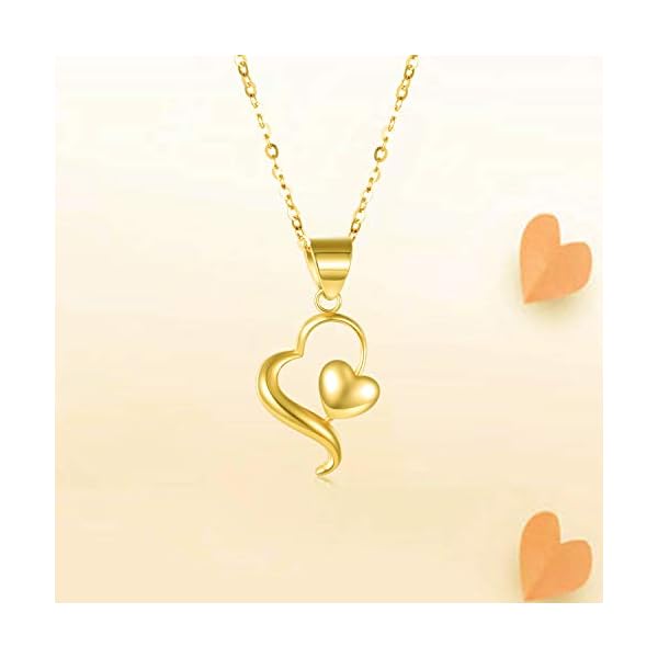 14k 18K Gold Heart Pendant Necklace for Women, Real Gold Love Jewelry for Her, 18 Inch - Image 7