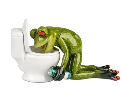 formano Frosch vor Toilette 14 x 8 cm - lustige handbemalte Dekofigur...