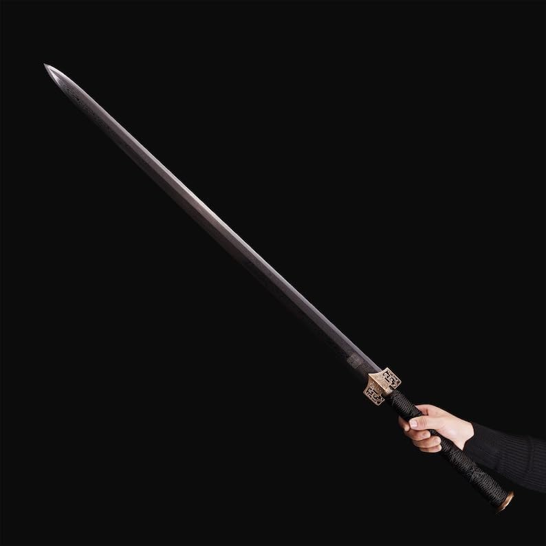 Miniatura 6 de Quan Handmade Chinese Sword Real Sword Eight-Faced Han Sword Forged in Damascus Steel Pure Copper Han Sword Accessories