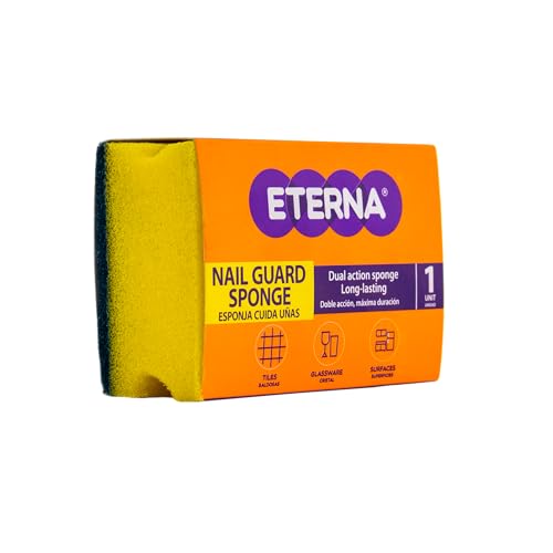 Image of ETERNA Nail Guard Sponge, Non Scratch Nail Saver Kitchen Sponges, Multi-Purpose, Ideal for Washing Dishes and Cleaning Kitchen, Protects Nails and Fingers (13 Units)