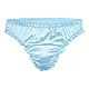 Satini Satin Rüsche Sissy Tanga Tanga Boy-Shorts Slips Höschen Unterwäsche (Baby blau, L)