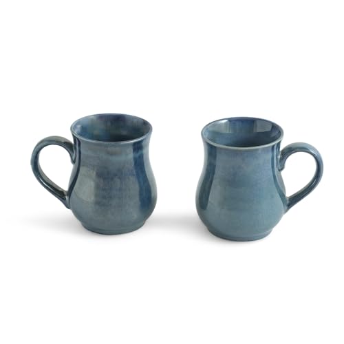Image of ExclusiveLane 'Belly Pot' Ceramic Coffee Mugs Set of 2 (Set of 2, 300 ml, in Gift Box, Microwave Safe, Hand Glazed) | Ceramic Coffee Mug Coffee Cup Set of 2 Tea Mugs Set Tea Cups Ceramic Mugs