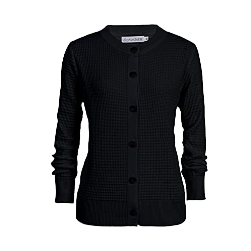 Women's Crew Neck Button Down Long Sleeve Solid Knit Classic Cardigan Sweater4