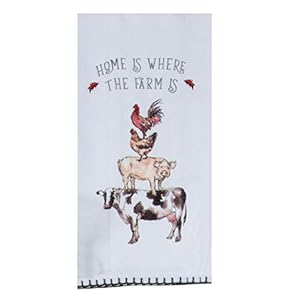 3 Farmhouse Country Themed Kitchen Dish Towels | Stacked Farm Animals, Pig, Cow, Rooster Print | 1 Flour Sack and 2 Dual Purpose Terry Cotton Towel Set for Dishes and Hand Drying 3 Farmhouse Country Themed Kitchen Dish Towels Stacked Farm Animals Pig Cow Rooster Print 1 Flour Sack and 2 Dual Purpose Terry Cotton Towel Set for Dishes and Hand Drying