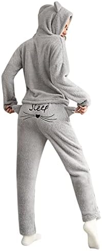 iyoimono Pyjama 2-delige set lange tops en broek polar fleece huispak knuffelig en warm flanel nachtkleding voor vrouwen winter slaapkleding