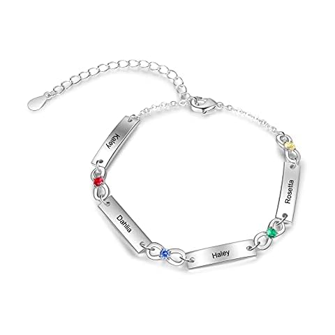 Lam Hub Fong Personalized Women Infinity Bracelet with Engraving 1-6 Name Adjustable Mother Ladies Daughter Bracelets gift for Mothers day Birthday Christmas (4 Name) Cover