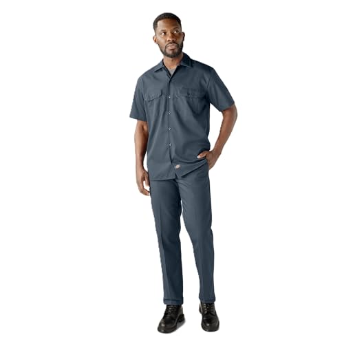 Image of Dickies Men's Short Sleeve Work Shirt - Durable Twill Button Down Shirts for Men, Lightweight Uniform for Daily Wear