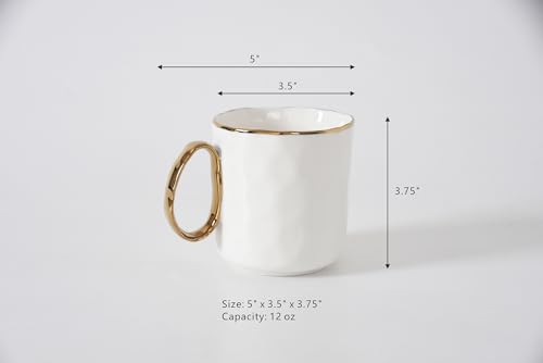 Mug Portofino de porcelana blanca y dorada 5x3.5x3.75 pulg miniatura 3