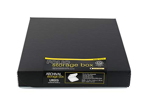 Lineco Archival Folio Storage Boxboard, Acid-Free with Metal Edges Boxboard, 11.5 X 14.5 X 1.75 Inches, Longevity Organize and Store Photos Documents Crafts Cards Magazines Prints DIY, Gray Exterior