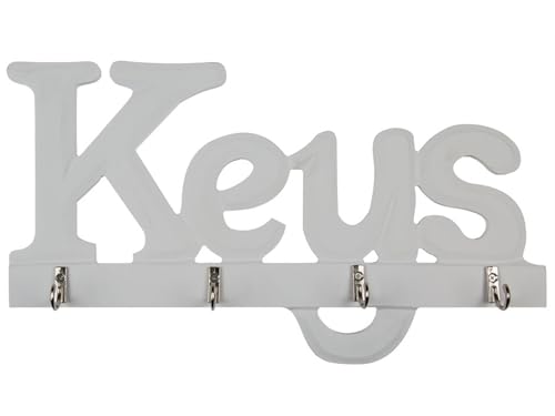 DRW Perchero Keys cuelgallaves Madera Blanca