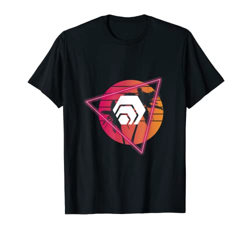 Hex Digital Sunset Crypto Logo Palm Tree Modern T-Shirt