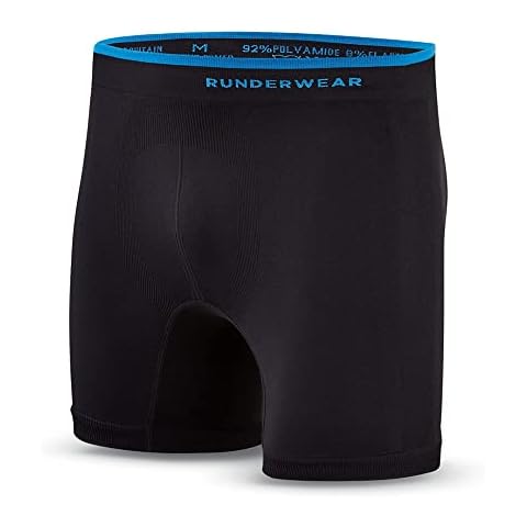 runderwear Men's Anti-Chafing Boxers (5" inch) - Lightweight, breathable, moisture-wicking underwear | Chafe-free running, hiking, walking and other active sports (Medium (32" - 34" waist), Black) Cover