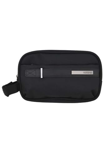 American Tourister Nobleton Clutch Bag 100% Polyester Black|Metallic Zipper|Carry Phone Accessories & Essentials|Lightweight Stylish & Multifunctional - 1 Year International Warranty
