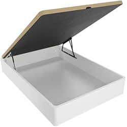 Canapé 190X90 Homey Canapé Abatible Súper Reforzado Gran Capacidad con Tapa Transpirable, Esquinas Redondeadas, Madera, Blanco, 90 x 190