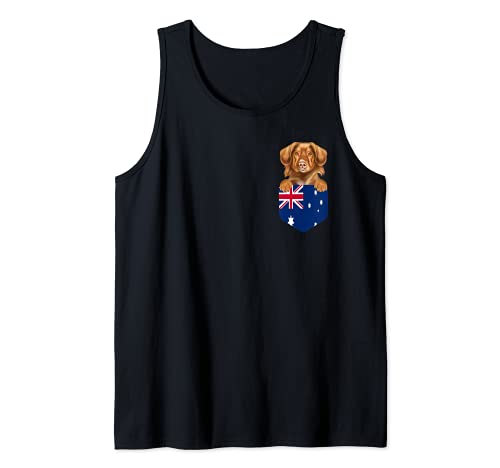 Australia Flag Duck Tolling Retrievers Dog In Pocket Tank Top, Black