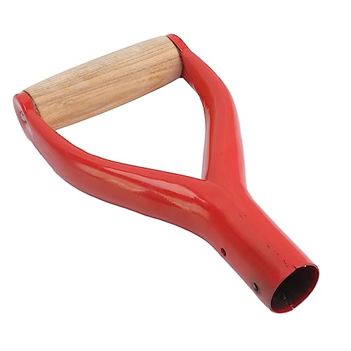Mumusuki Replacement Shovel Handle Y Shaped Wooden Grip Iron Beech for Garden Digging Tool, Easy To Install (Red)
