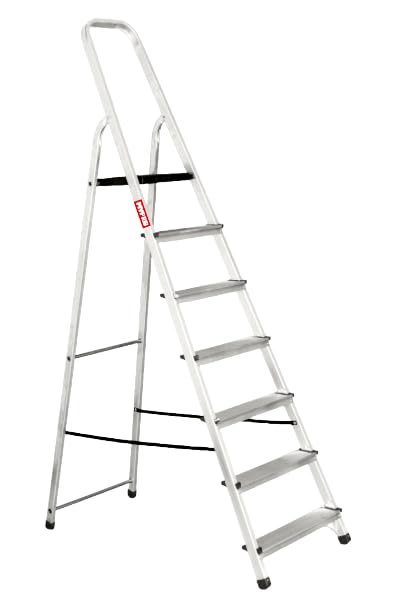 MYPRO ® PREMIUM LINE Aluminium Step Ladder, Lightweight,Portable, Heavy Duty Platform Steps, 3 4 5 6 7 8 Step, EN131 Certified, 150KG Capacity, Ideal for Trade & DIY (7-Step)
