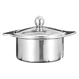 LALADEFIEE Stainless Steel Hot Pot with Divider 16cm Dual Section Fondue Pan for Kitchen Cooking and Induction